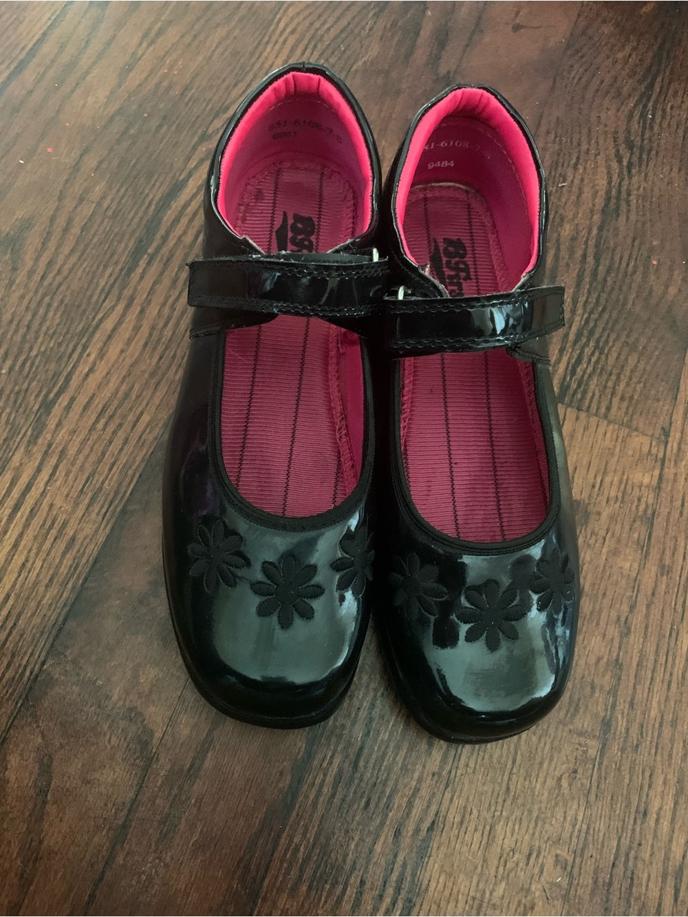 Kids Black Mary Jane Shoes with Pink Lining
